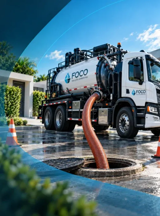 Frota moderna e equipamentos da Foco Soluções Ambientais